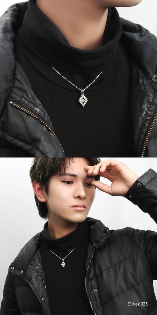 Special Edition Dancing Stone Necklace Pendant Silver 925 [Cross Emotion] Men's (with Chain)