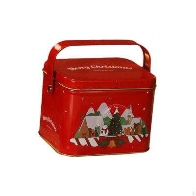 Weihnachtsgeschenkboxen, dekorative Metallbox, kleine Keksdosen mit Deckel und Griff für Süßigkeiten