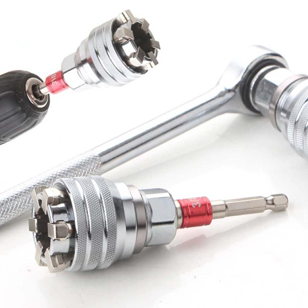 2PCS Multi-Function Hex Wrench Adapter Kit Adjustable Socket Adapter  Universal Tool