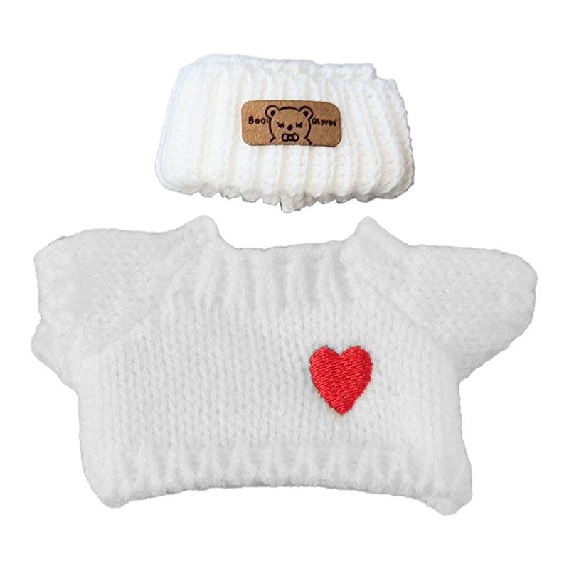Ubranka dla mini lalek dla pluszowej lalki Labubu 17 cm, strój, akcesoria, miłość pary, czarno-biały sweter, 2-częściowy zestaw, czapki, torby