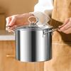 3.5L Deep Fryer Pot Stainless Steel Frying Pot With Mesh Steamer Basket With Glass Lid Kitchen Household Soup Pot Tool