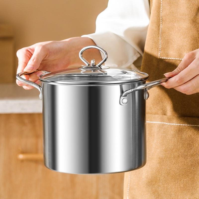 3.5L Deep Fryer Pot Stainless Steel Frying Pot With Mesh Steamer Basket With Glass Lid Kitchen Household Soup Pot Tool
