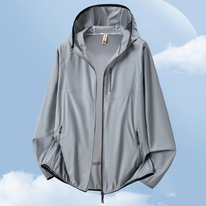 Men's Plus Size Sun Protection Jacket, Breathable Mesh Outdoor Hoodie (6XL-12XL)