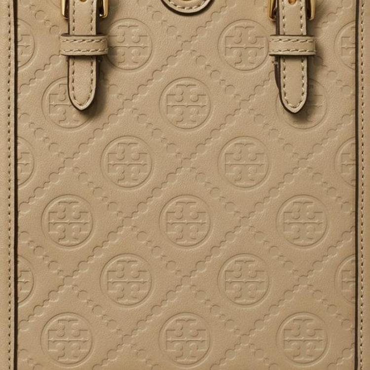 Tory Burch T Monogram Double T Logo Embossed Pattern Mini Tote Bag Women tote Clay 158515-200