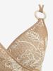 Rosegal Plus Size Floral Leaves Embroidered O-Ring Crisscross Strappy Tassel Textured Split A Line Cami Dress