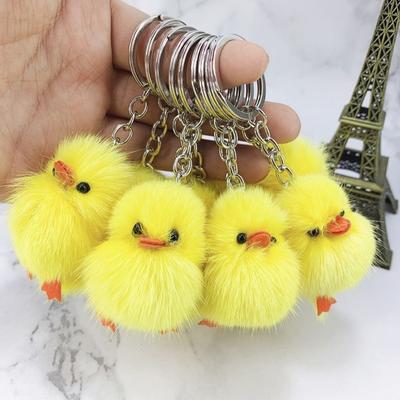 Fox Hair Yellow Duck Plush Keychain Pendant Girls' Bag Key Pendant Plush Toy