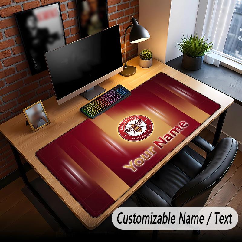 Large Mouse Pad Brentford Football Print Custom Name Text Desk Mat for Office Gaming