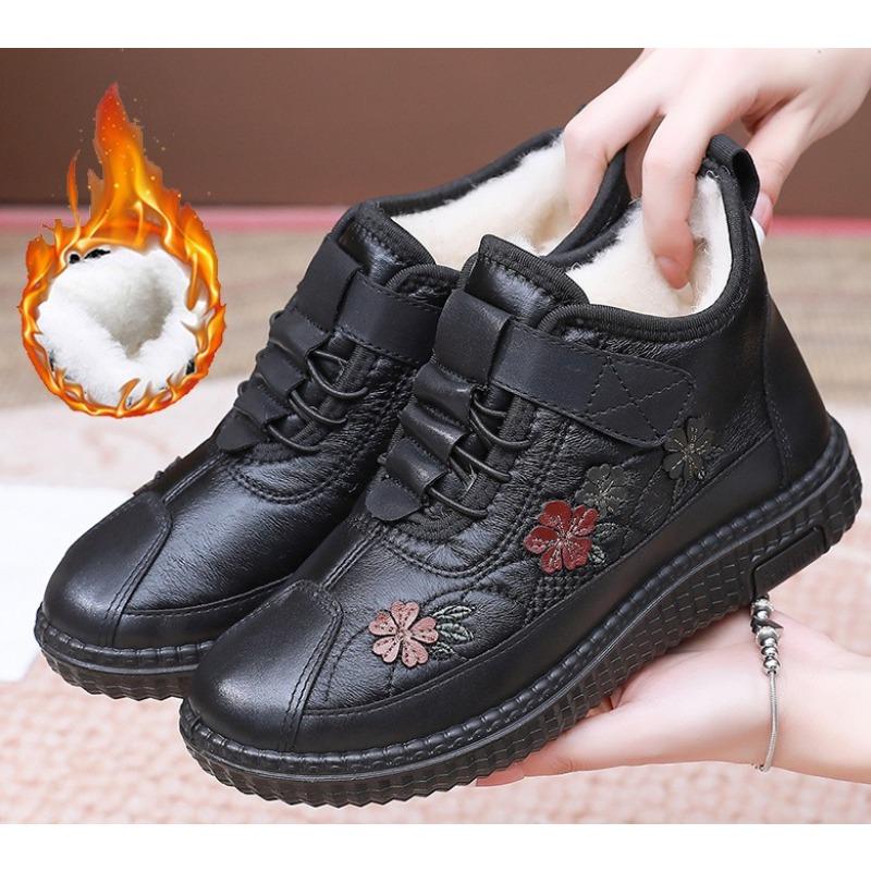 Women's Beijing Style Winter Boots, Soft Sole Non-Slip Snow Boots with Plush Faux Fur Lining, Warm Comfortable Cotton-Padded Shoes for Women