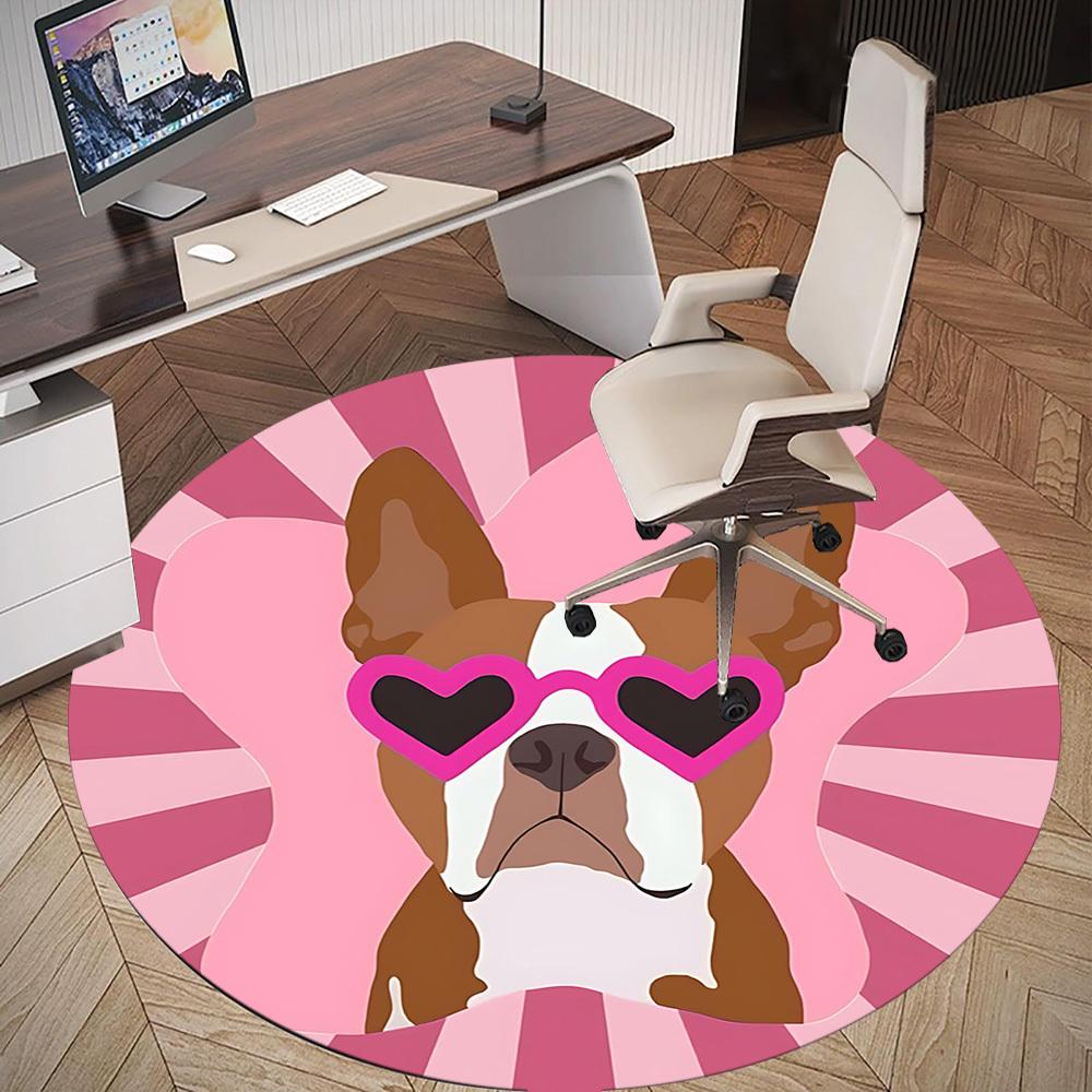 1pc dog heart Round Chair mat Area Rug - Non-Slip, Floor Mat for Office, Bedroom, and Indoor Decor c1125031