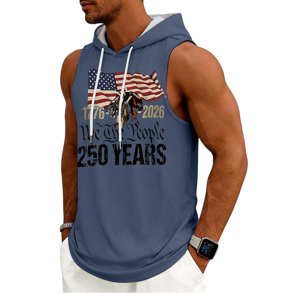 Men's Tank Top Gym Sleeveless Hoodie Shirt Washed Sports Muscle Shirts Fitness Vest With Hood