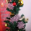 12pcs Snowflake Ornaments Plastic Glitter Snowflakes Ornaments For Winter Christmas Tree Hanging Decorations