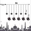 Ramadan LED Curtain Lights with Moon Castle and Stars Eid Mubarak Islamic Party Decor for Window Bedroom Wall Decoration