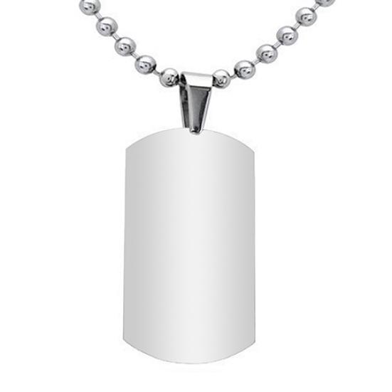

Мужское женское панк-модное ожерелье из полированной прямоугольной собачьей бирки из нержавеющей стали 316L белый