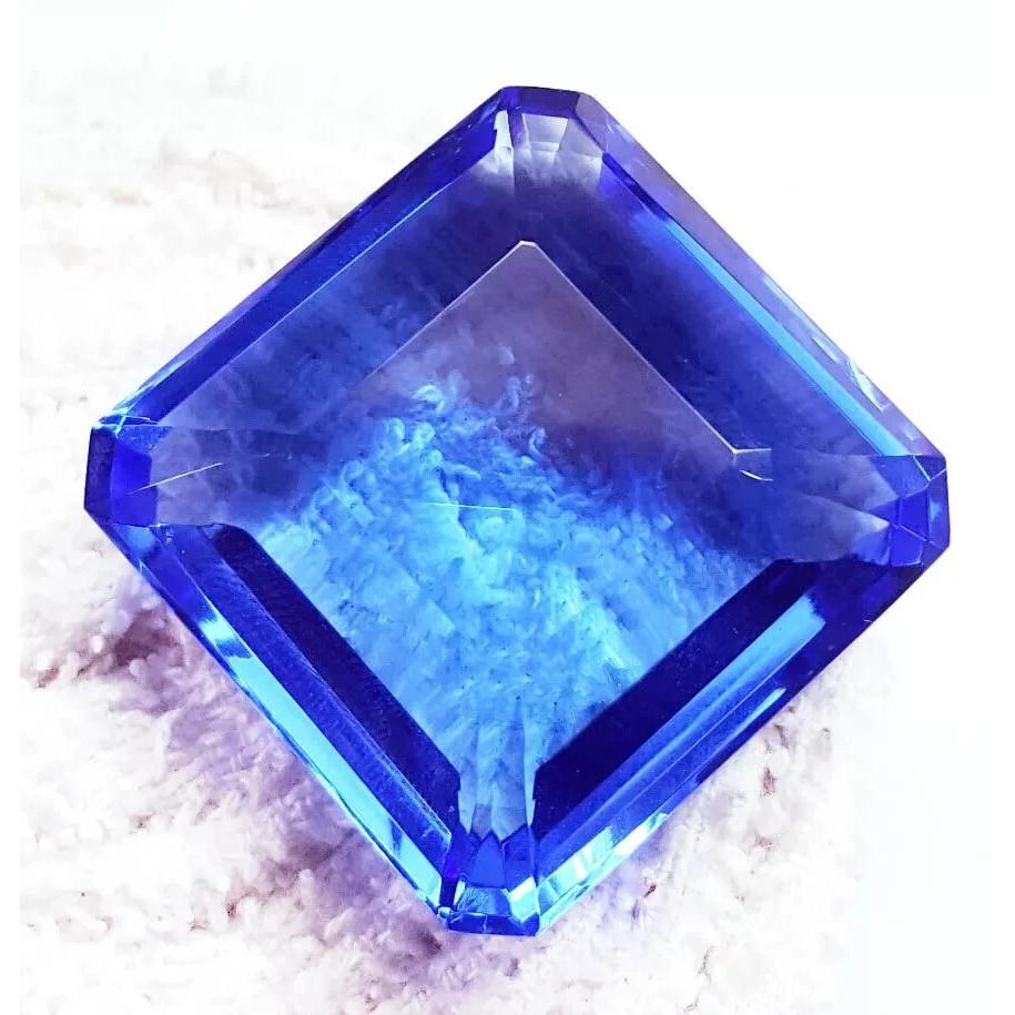 Square Cut Royal Blue Color Topaz 150+ Ct Stunning Certified Loose Gemstone