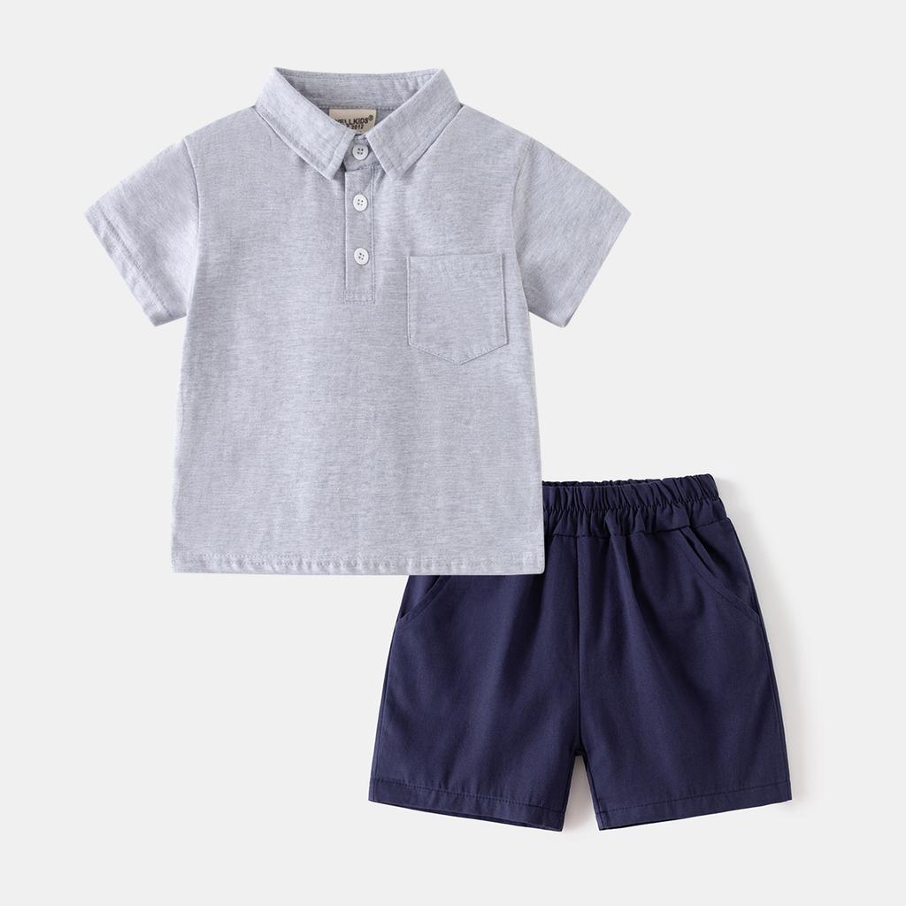 Boys Polo Outfit Set Short Sleeve Polo Shirt and Shorts Two Piece Summer Clothing Casual Fashion Set for Toddler and Kids