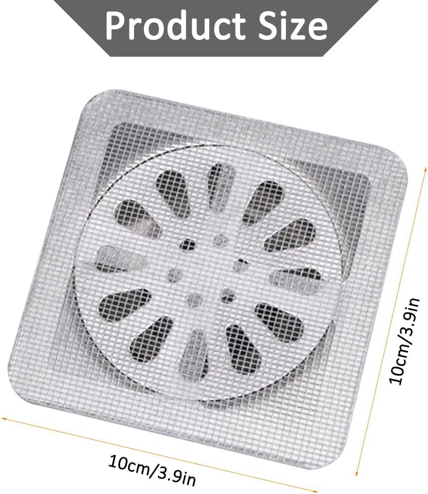30pcs Disposable Shower Drain Cover Hair Catcher Shower Drain Mesh Sticker Sewer Filter Screen for Bathroom Laundry Bathtub Sink