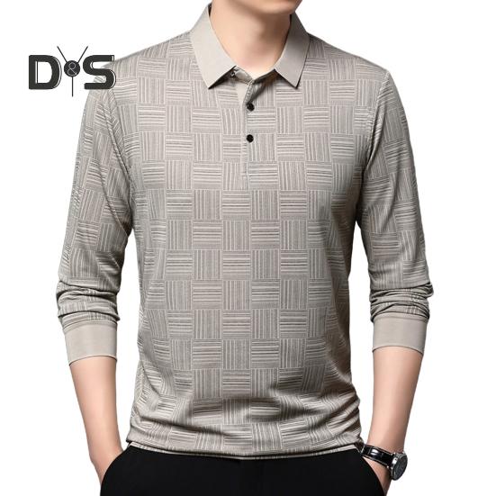 Men's Plaid Casual Shirt Long Sleeve Breathable Lapel Business Shirt Regular Fit Top with Button Collar for Work Travel Daily Wear