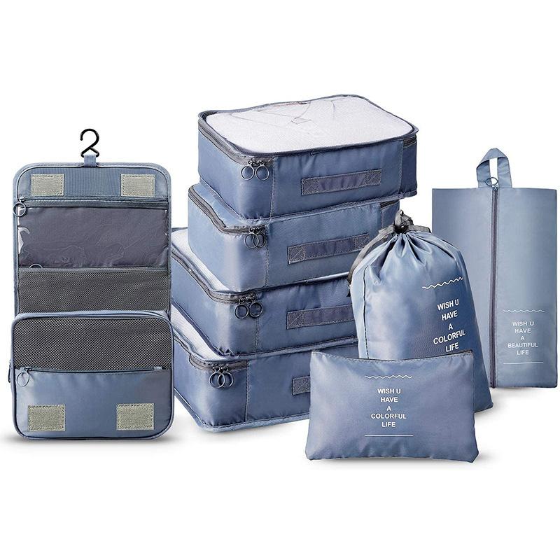 8Pcs/set Packing Cubes Travel Luggage Organizer Storage Bags Suitcase Packing Cases Clothes Shoe Tidy Pouch Bag Wash Bags