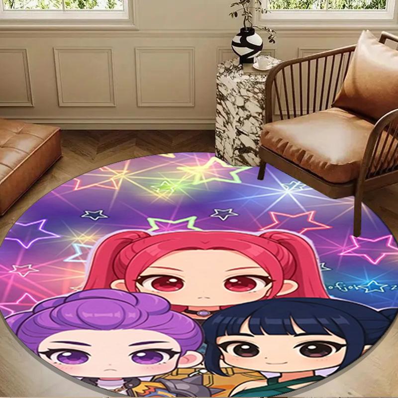 Superhero Kpop Friends Adventure Round Rug for Livingroom,Bedroom, Palyroom, Chair Rug, Area Rug, Circle Carpet, Large Size Fan Christmas Gift