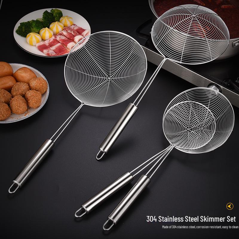 Stainless Steel Thickened Skimmer for Hot Pot, Noodles, Dumplings, Frying, and Kitchen Straining.
