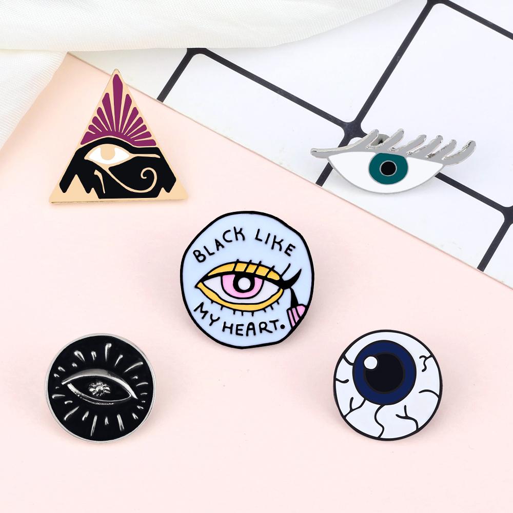 Classic Blue Eyes Enamel Pin Punk Gothic Organ Brooches Art Ancient Egyptian Eye Badge Lapel Backpack Jewelry Gift for Women Men