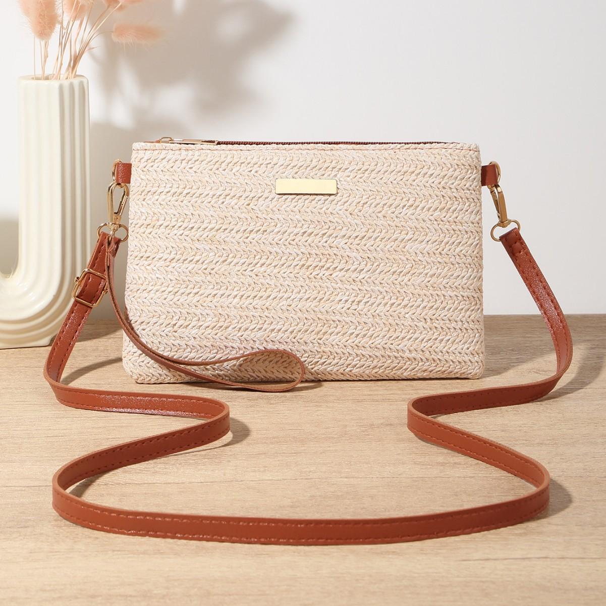 Cross Shoulder Women s Handbag, Hand-held Bags, Straw Woven Women s Bags, Fashionable Woven Polyester