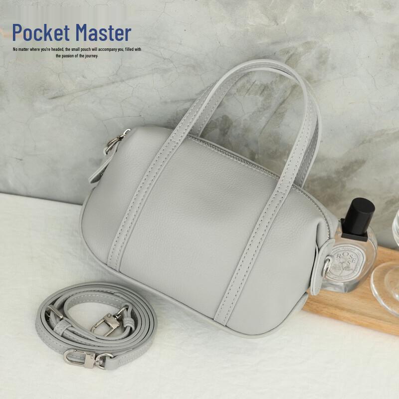 Douxiaozhu New Women's Premium Genuine Leather Boston Pillow Bag