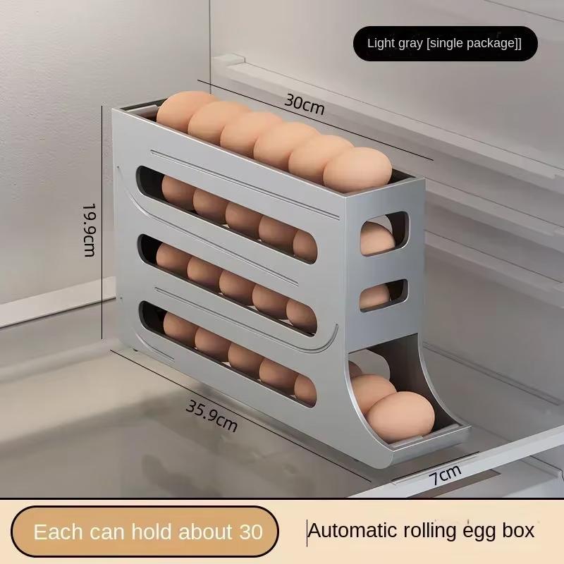Egg Storage Box Egg Case Holder Large Capacity Egg Tray Organizer Household Space-Saving Eggs Rolling Rack for Refrigerator