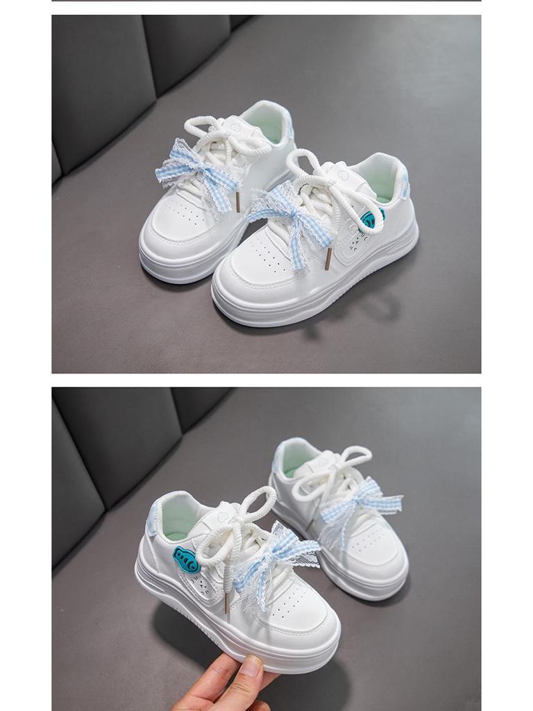 Milky Fufu Spring/Autumn Children's White Skate Shoes - Cute, Versatile, and Comfortable with Thick Soles