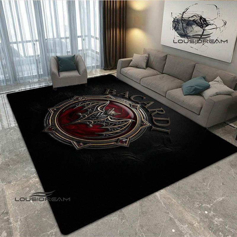 Tappeto stampato con logo Bacardi Tappeto antiscivolo Tappeti da esterno Tappeto per area Tappeto decorativo per camera da letto Tappeto per camera da letto Regalo di compleanno