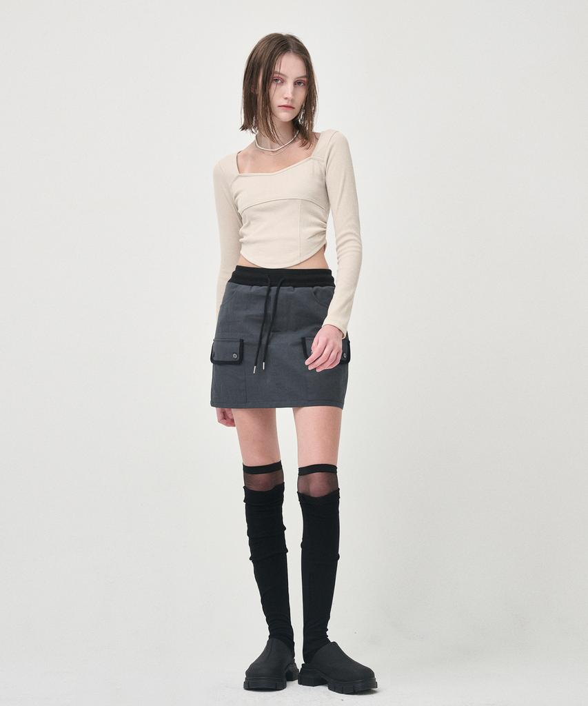 Etmont Cargo Banding Mini Skirt, Charcoal
