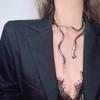 Fashion Punk Hip Hop Metal Adjust At Will Gold Color Snake Multi-Function Necklace for Women Holiday Party Jewelry