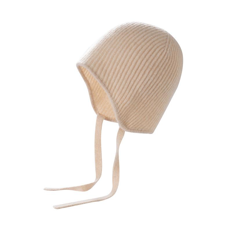 Autumn and Winter New Pure Cashmere Casual Hat Women's Solid Color Simple Semi-twisted Hat Warm Rhombus Bag Head Ear Protection Hat