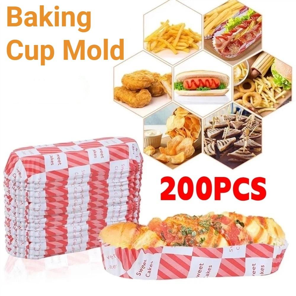 200Pcs Boat Shape Baking Cup Mold Greaseproof Bread Paper Holder Cupcake Liners Oven Safe
