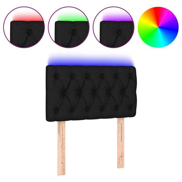 VidaXL Tête de Lit à LED Meuble de Chambre à Coucher Accessoire de Lit Simple Tête de Cadre de Lit Intérieur Noir 80x7x78/88 3121924