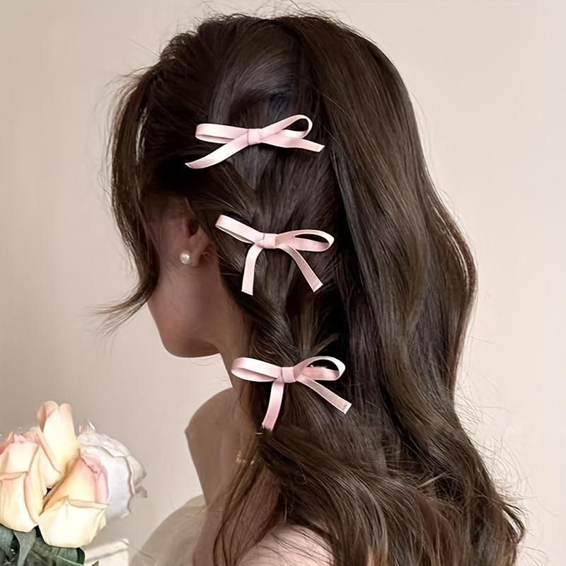 Two Fitting Bow Ribbon Hair Clip Sweet Hair Card Cute Girl Bangs Duckbill Clip Ballet Side Headdress Ponytail Hair Accessories