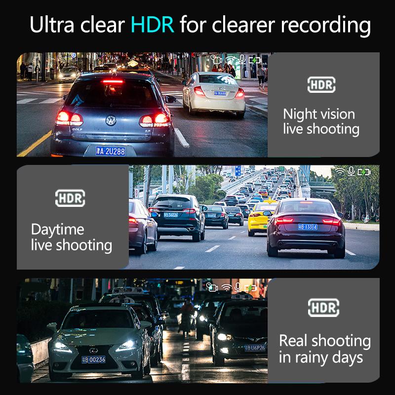 Rearview Mirror Dash Cam for Cars 10inch 2K HD WIFI Touch Screens Car DVR Stream Media Car Recorder Dual Lens Car Assecories