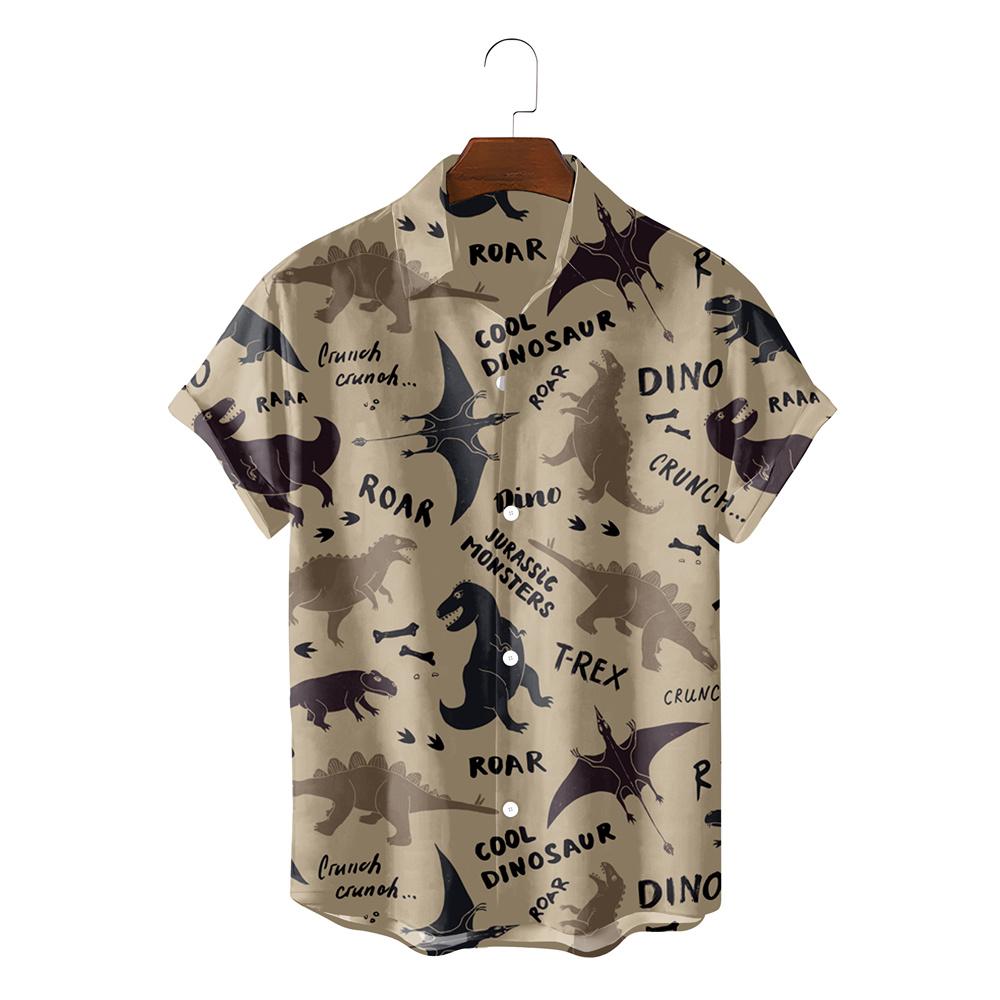 Funny Dinosaur Hawaiian Shirts 3d Print Casual Men Women Summer Beach Short Sleeve Blouse Fashion Men's Vocation Lapel Camisa