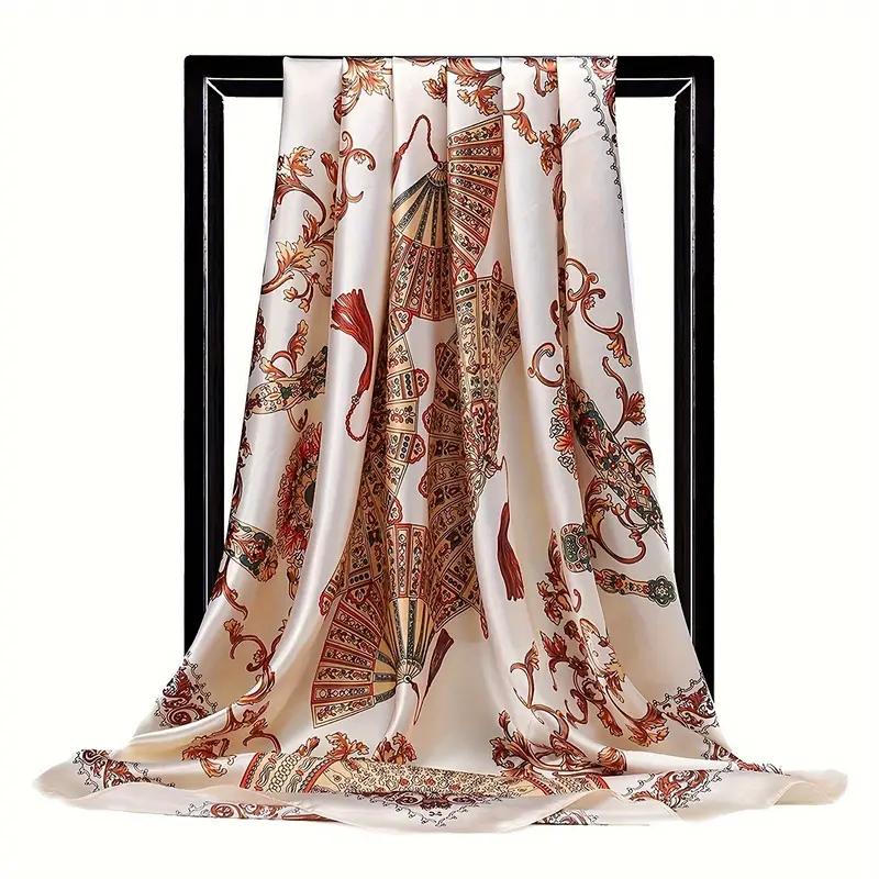 90x90CM Square Scarf New Luxury Design Popular Silk Style The Four Seasons Scarves Women Sunscreen Beach Kerchief Hijab