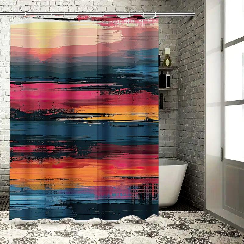 

Blue Red Orange Sunset Sun Shower Curtain Waterproof Home Decor Bathroom Bath Mat W60H190(CM)-1 Pcs
