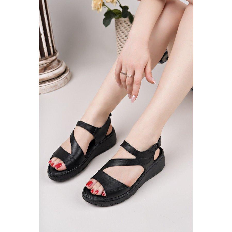 Damen-Freizeitsandalen aus echtem Leder mit dicken Sohlen