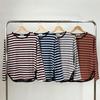 New Arrivals Open Run Women AsymmeTrical STriped Long Sleeve T shirT Fall