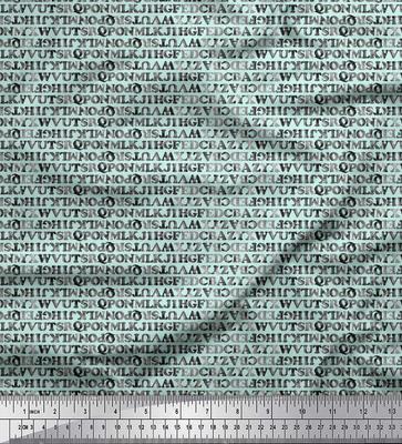 Green Japan Crepe Satin Fabric Stripe & Alphabets Text Printed Craft Fabric by the Metre 42 Inch