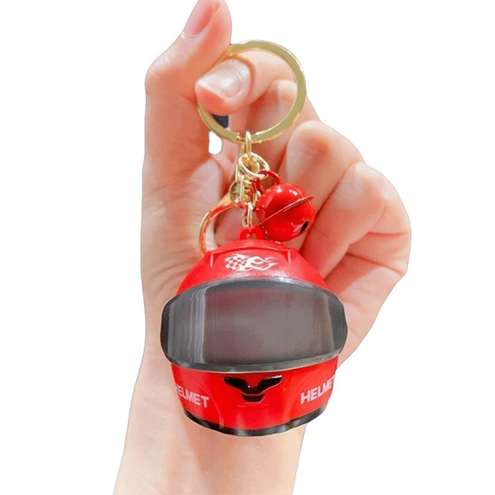 Matte Motorcycle Helmet Keychain Luminous Key Ring Fashion Key Pendant Backpack