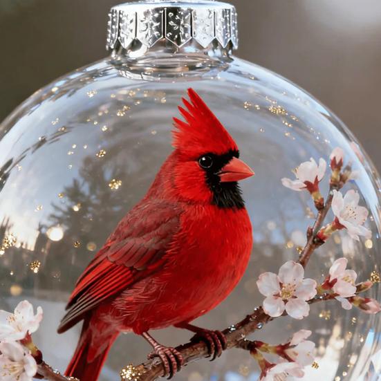1/4/7Pcs Faux Crystal Glass Bird Ornament Vintage Blown Glass Ball Hanging Red Bird Pendant Tree Fireplace Table Decoration