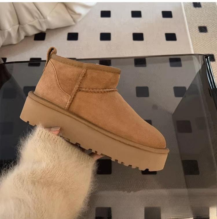 2026 Winter Warm Boots - Women's Snow Boots, Men's Short Boots, Sheepskin and Wool Cut, Low Warm Leather Shoes