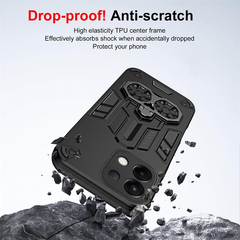 Military Armor Case For OPPO K12S 5G / K13 5G Protective Cover 360° Ring Magnetic Holder Shell Coque Fundas 2 IN 1 Back Cover