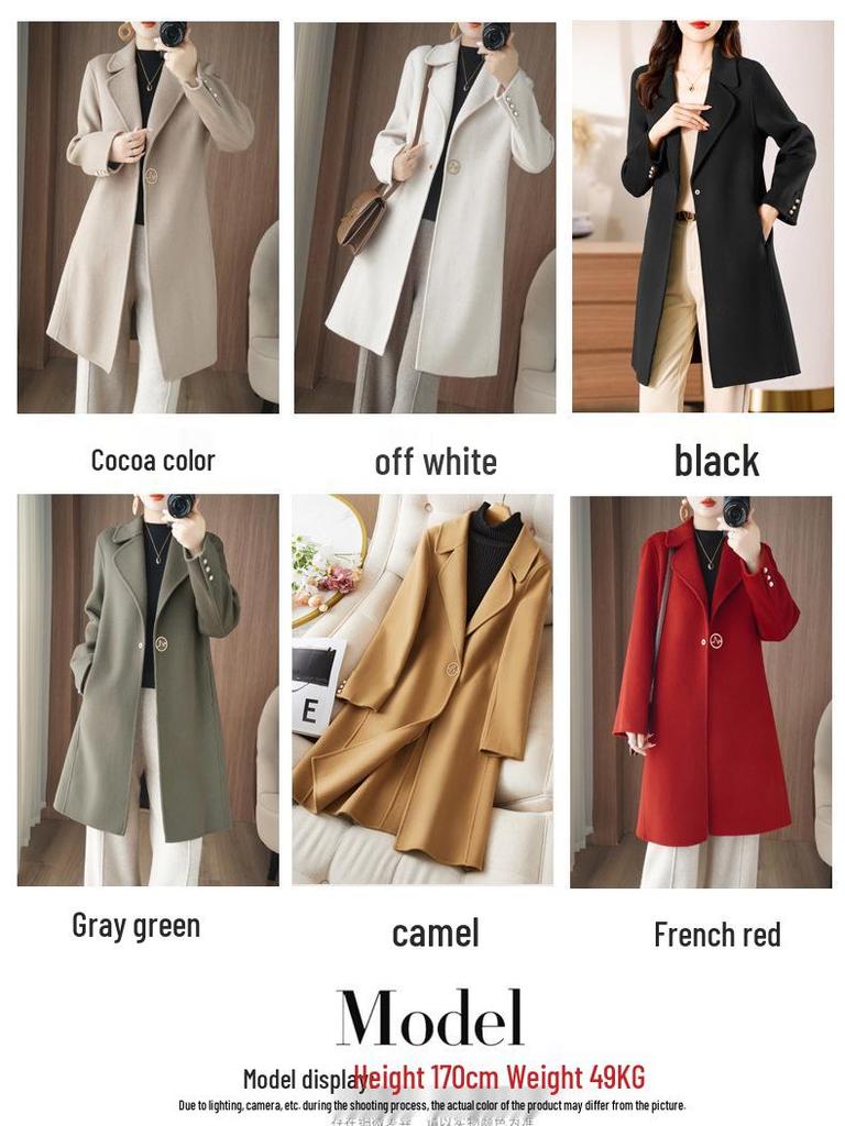 Women's Mid-Length Wool Coat - New Autumn/Winter Double-Faced Fleece Style