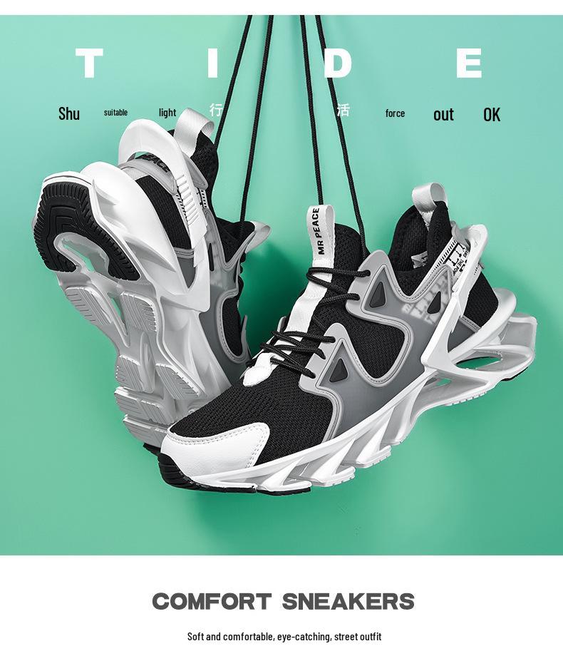 Men's Spring/Summer Blade Sole Sneakers - Trendy, High-Quality, Shock-Absorbing, Mesh Casual Running Shoes