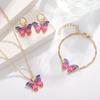 Pearl Butterfly Jewelry Set Oil Drop Butterfly Charm Pearl Bracelet Earrings Necklace Girls Jewelry Set